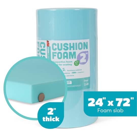 6 Pack: Fairfield™ 24" x 72" x 2" Cushion Foam Slab